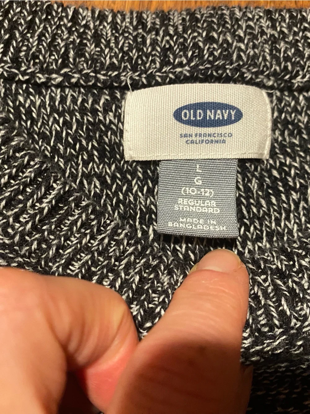 Old Navy black and white marled crewneck sweater boys L 10-12